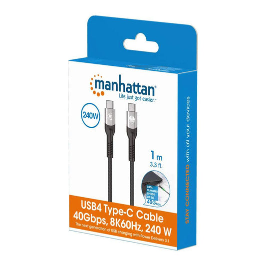 Manhattan USB4 / Thunderbolt 4 Type-C 40 Gbps 8K Video and 240 W EPR Charging Cable with PD 3.1 - 356374