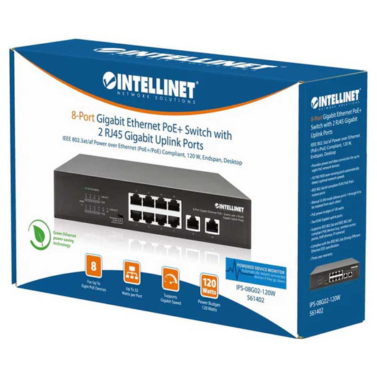 Intellinet IPS-08G02-120W 8-Port Gigabit Ethernet PoE+ Switch - 561402