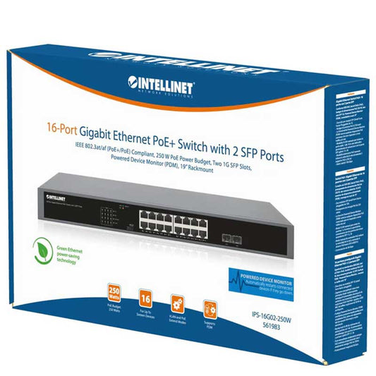 Intellinet IPS-16G02-250W 16-Port Gigabit Ethernet PoE+ Switch - 561983