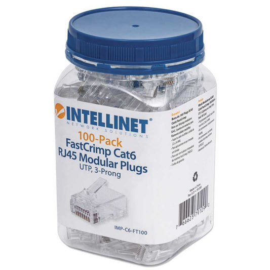 Intellinet IMP-C6-FT100 100-Pack FastCrimp Cat6 RJ45 Modular Plugs - 791090
