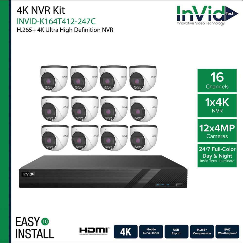 InVid INVID-K164T412-247C IP Cameras and NVR Bundle