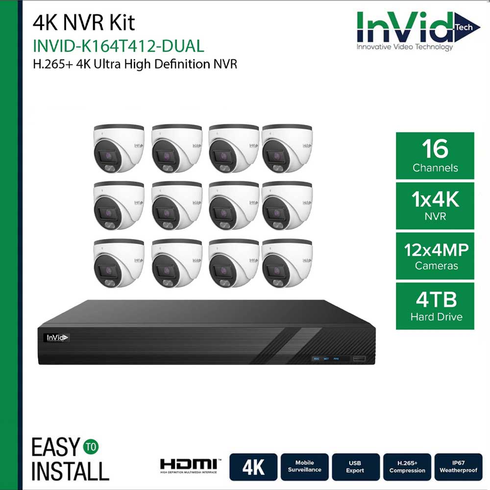 InVid INVID-K164T412-DUAL IP Cameras and NVR Bundle
