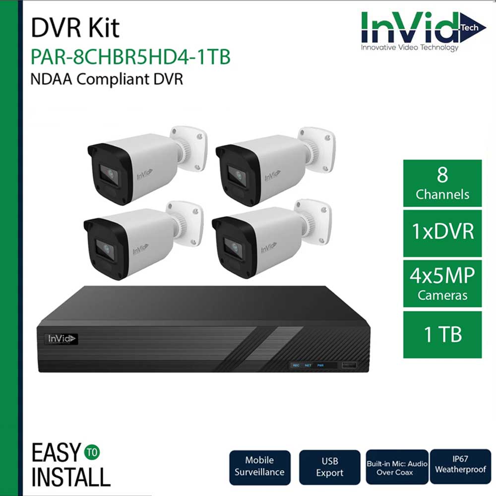 InVid PAR-8CHBR5HD4 IP Cameras and DVR Bundle