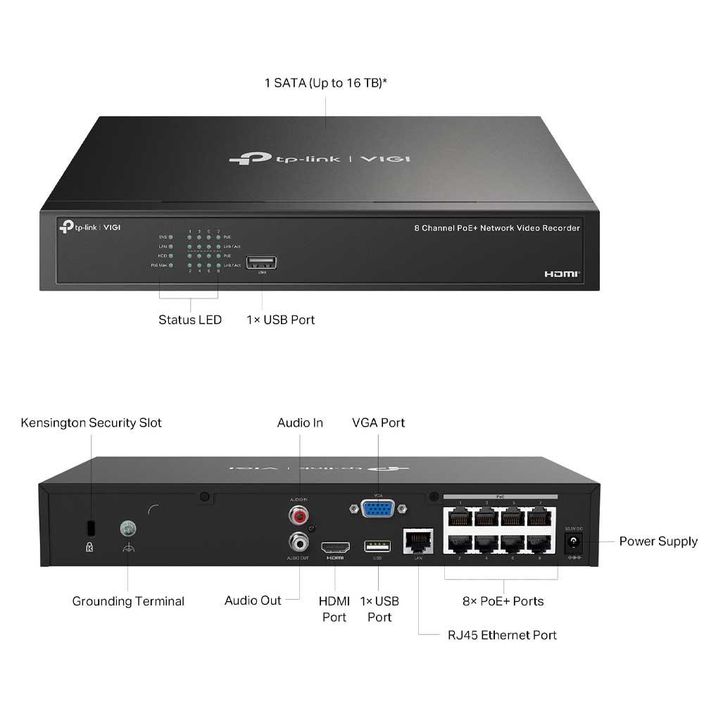 TP-Link VIGI NVR1008H-8MP Network Video Recorder