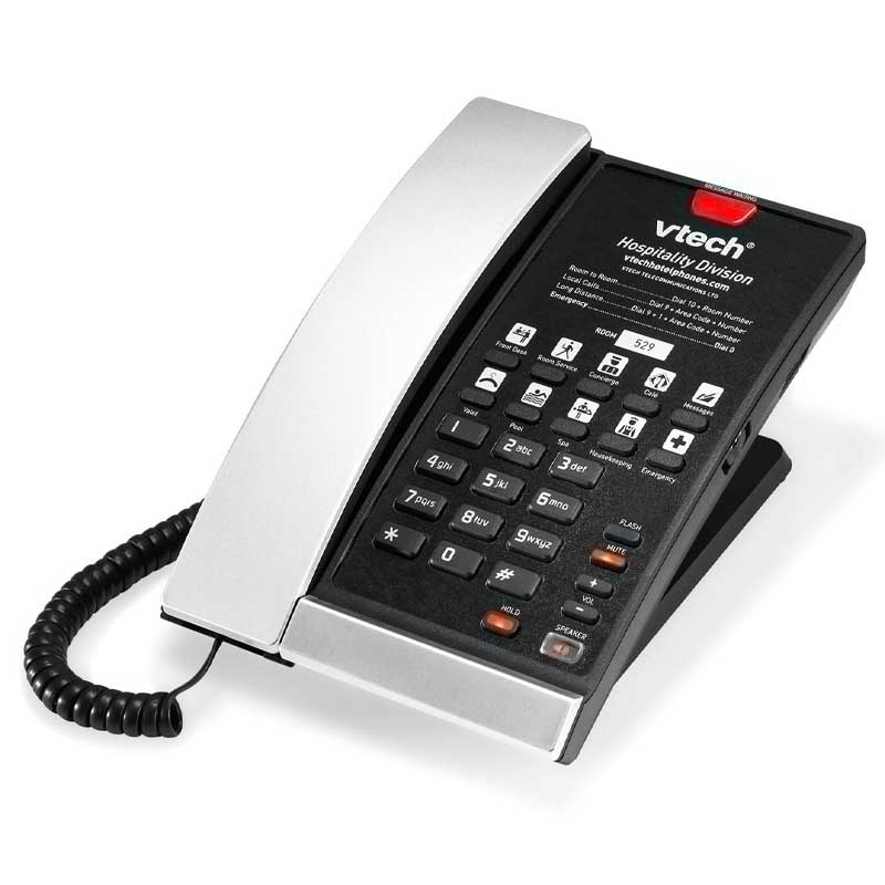 VTech Hospitality A2210 Silver and Black - 80-H022-00-000 Analog Corded Phone