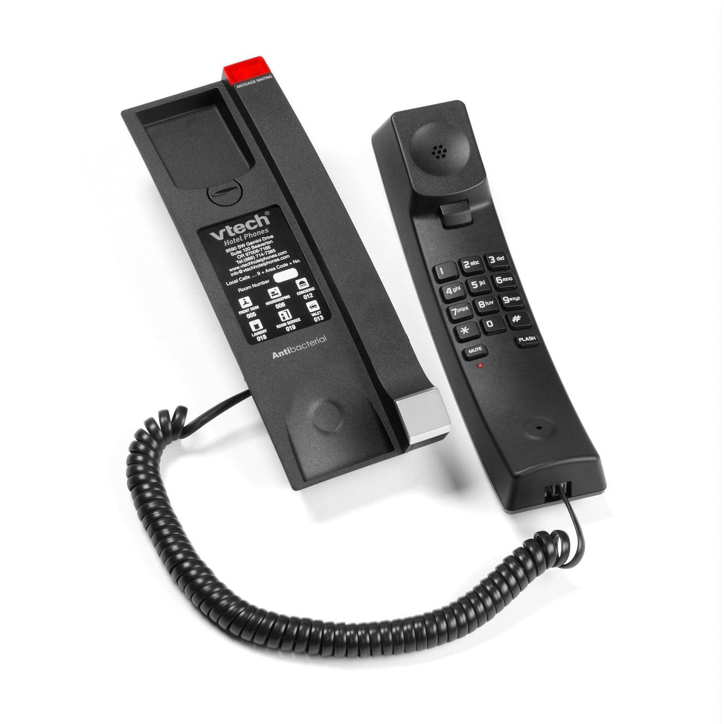 VTech Hospitality A2310 Silver and Black 1-Line Contemporary Analog TrimStyle Phone - 80-H024-06-000