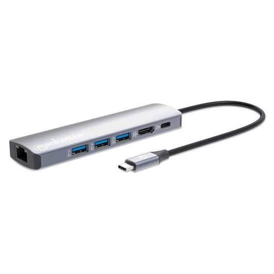 Manhattan USB-C PD 6-in-1 4K Docking Station with Multiport Hub - 153959