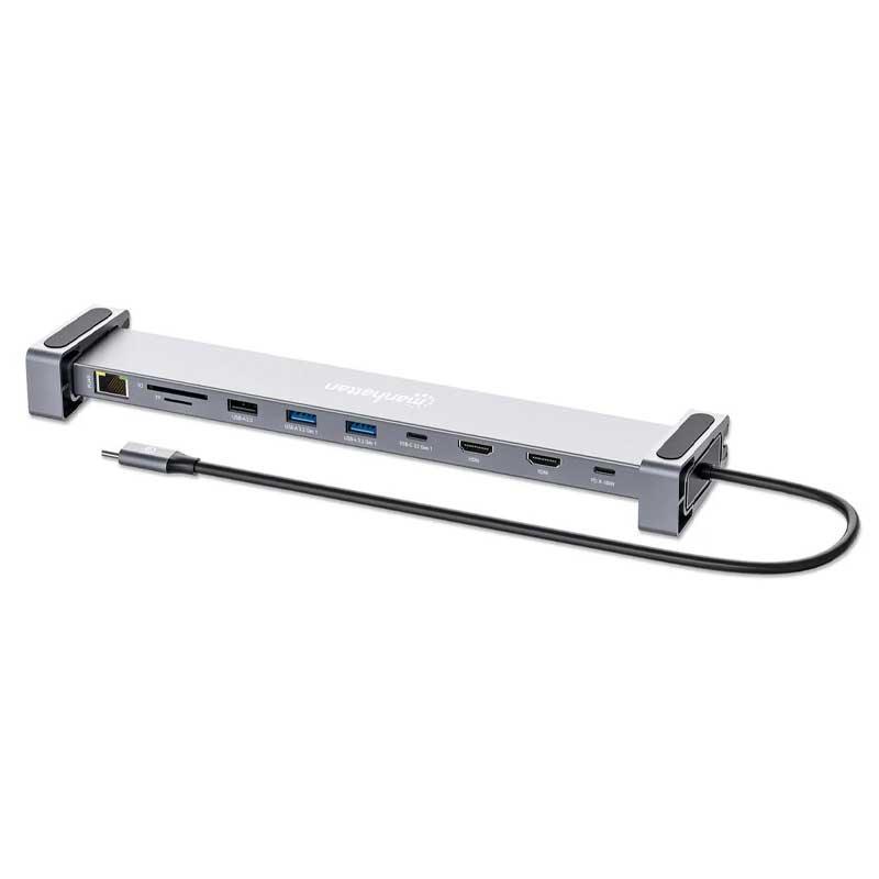 Manhattan USB-C PD 10-in-1 Dual-HDMI Monitor Docking Station / Multiport Hub - 190398