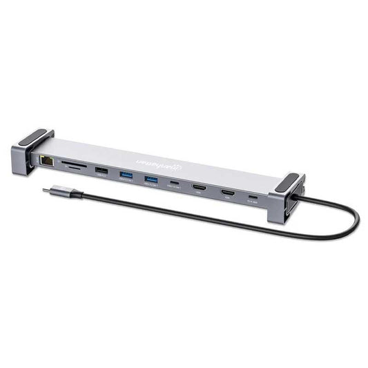 Manhattan USB-C PD 10-in-1 Dual-HDMI Monitor Docking Station / Multiport Hub - 190398