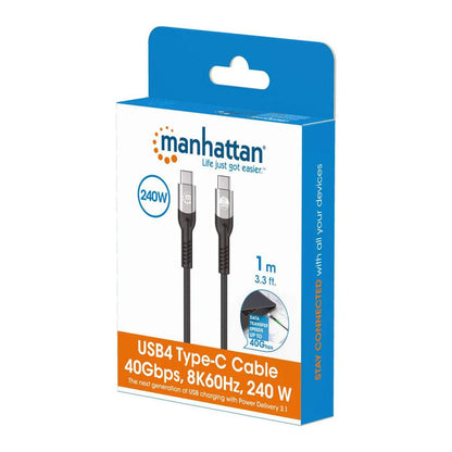 Manhattan USB4 / Thunderbolt 4 Type-C 40 Gbps 8K Video and 240 W EPR Charging Cable with PD 3.1 - 356374