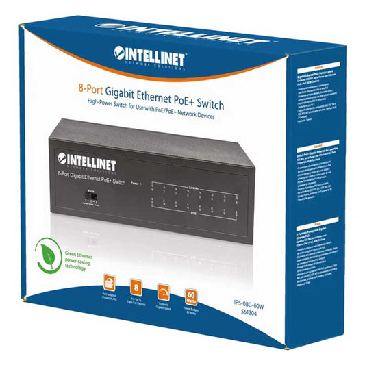 Intellinet IPS-08G-60W 8-Port Gigabit Ethernet PoE+ Switch - 561204