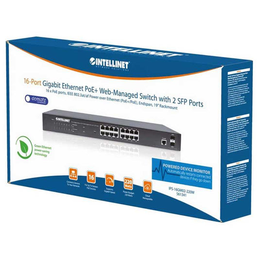 Intellinet IPS-16GM02-220W 16-Port Gigabit Ethernet PoE+ Web-Managed Switch - 561341