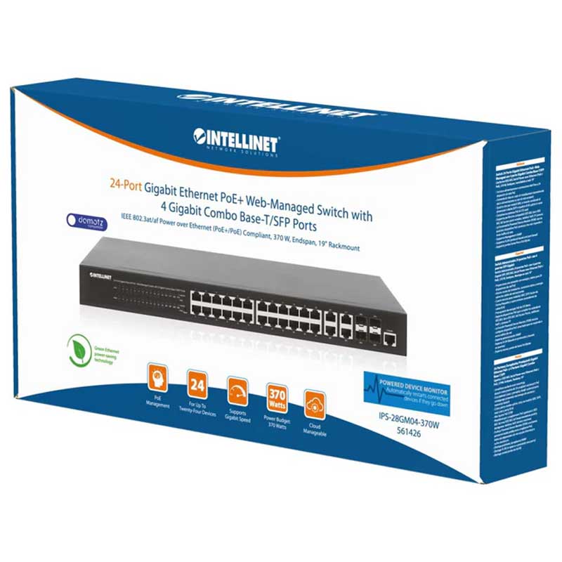 Intellinet IPS-28GM04-370W 24-Port Gigabit Ethernet PoE+ Web-Managed Switch - 561426