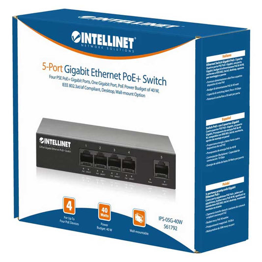 Intellinet IPS-05G-40W 5-Port Gigabit Ethernet PoE+ Switch - 561792