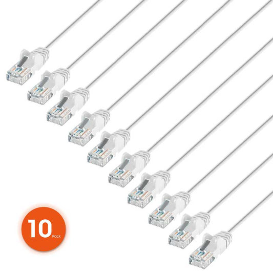 Intellinet Cat6 U/UTP Slim Network Patch Cable, 0.5 ft., White, 10-Pack - 744355