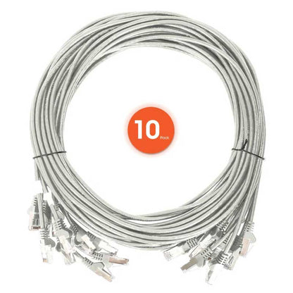 Intellinet Cat6 U/UTP Slim Network Patch Cable, 7 ft., Gray, 10-Pack - 744706