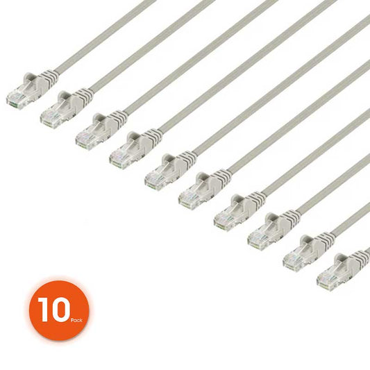 Intellinet Cat6 U/UTP Slim Network Patch Cable, 0.5 ft., Gray, 10-Pack - 744669
