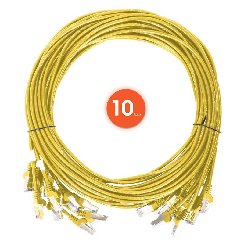 Intellinet Cat6 U/UTP Slim Network Patch Cable, 0.5 ft., Yellow, 10-Pack - 744737