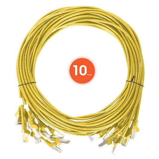 Intellinet Cat6 U/UTP Slim Network Patch Cable, 0.5 ft., Yellow, 10-Pack - 744737