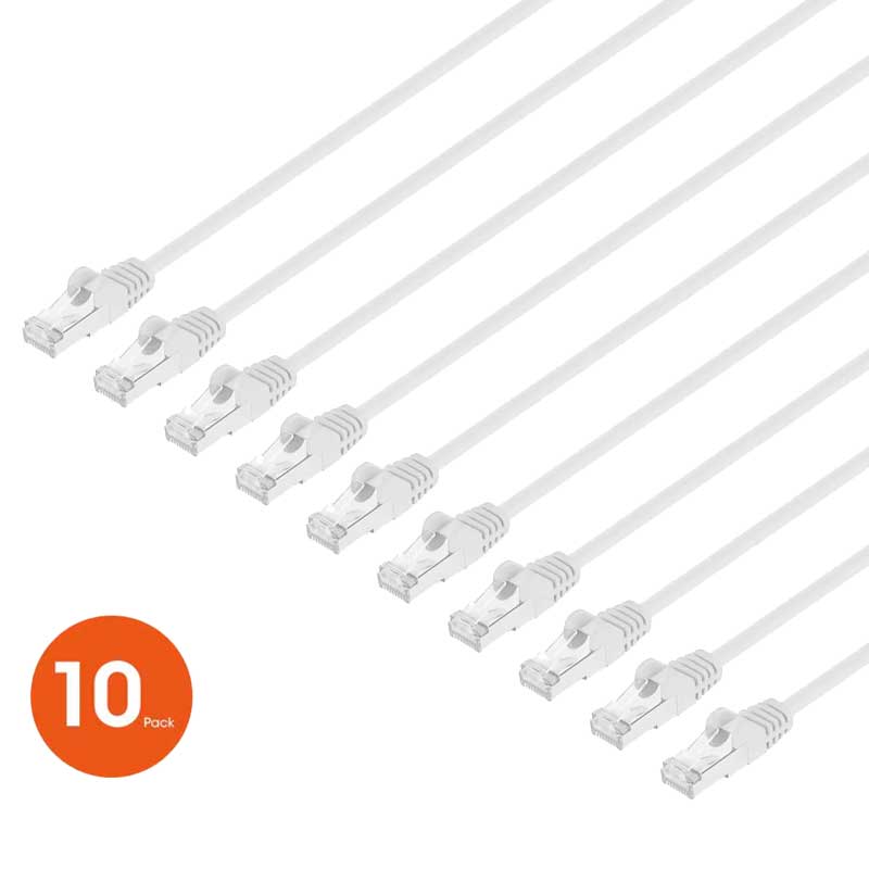 Intellinet Cat8.1 U/FTP Slim Network Patch Cable, 0.5 ft., White, 10-Pack - 744997