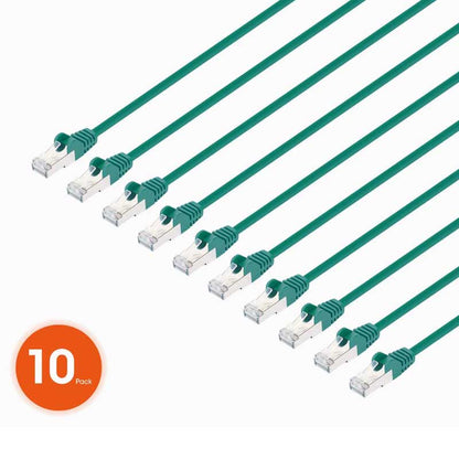 Intellinet Cat8.1 U/FTP Slim Network Patch Cable, 0.5 ft., Green, 10-Pack - 745000