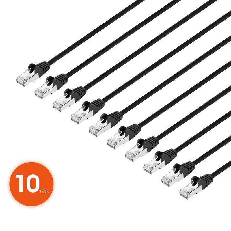 Intellinet Cat8.1 U/FTP Slim Network Patch Cable, 7 ft., Black, 10-Pack - 743686