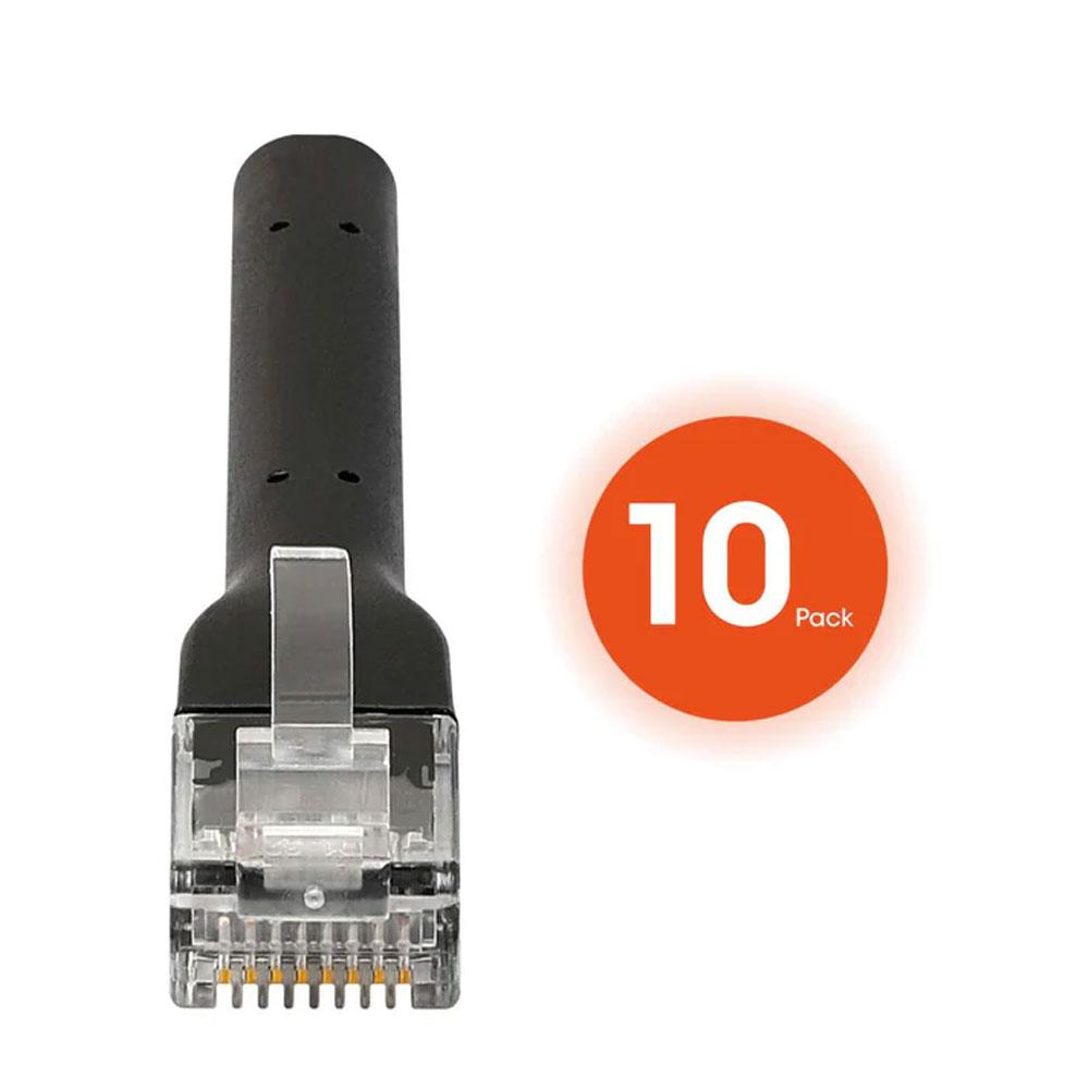 Intellinet Cat6 U/UTP FlexiBoot Slim Network Patch Cable, 2 ft., Black, 10-Pack - 745178
