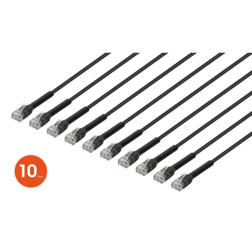 Intellinet Cat6 U/UTP FlexiBoot Slim Network Patch Cable, 5 ft., Black, 10-Pack - 745192