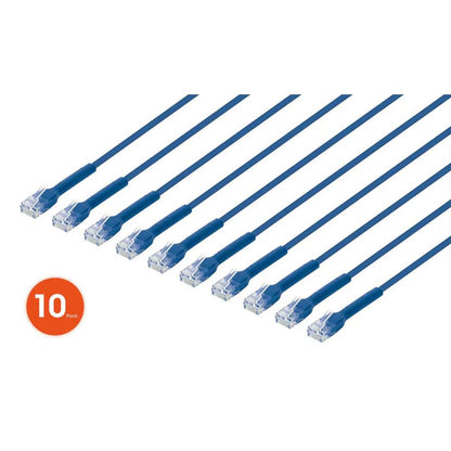 Intellinet Cat6 U/UTP FlexiBoot Slim Network Patch Cable, 5 ft., Blue, 10-Pack - 745253