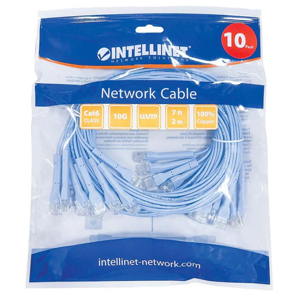 Intellinet Cat6 U/UTP FlexiBoot Slim Network Patch Cable, 7 ft., Blue, 10-Pack - 745260