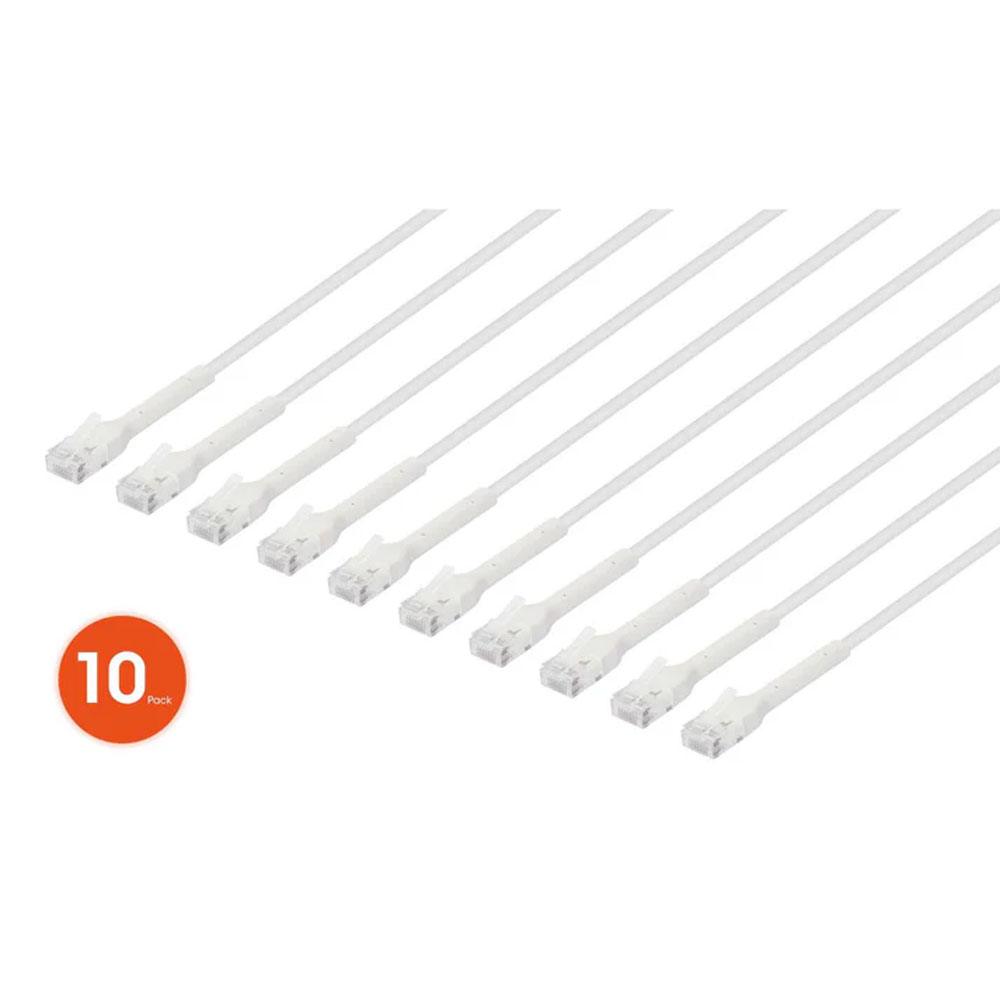 Intellinet Cat6 U/UTP FlexiBoot Slim Network Patch Cable, 1 ft., White, 10-Pack - 745284