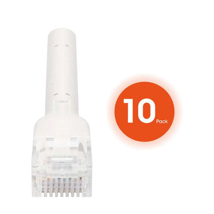 Intellinet Cat6 U/UTP FlexiBoot Slim Network Patch Cable, 1 ft., White, 10-Pack - 745284