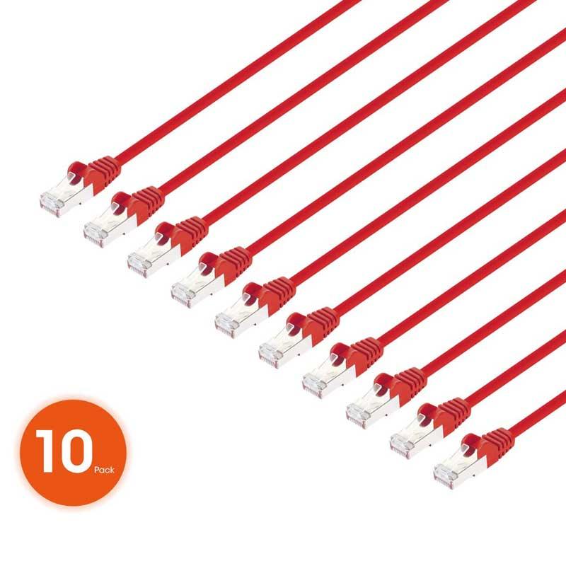 Intellinet Cat8.1 U/FTP Slim Network Patch Cable, 7 ft., Red, 10-Pack - 745550