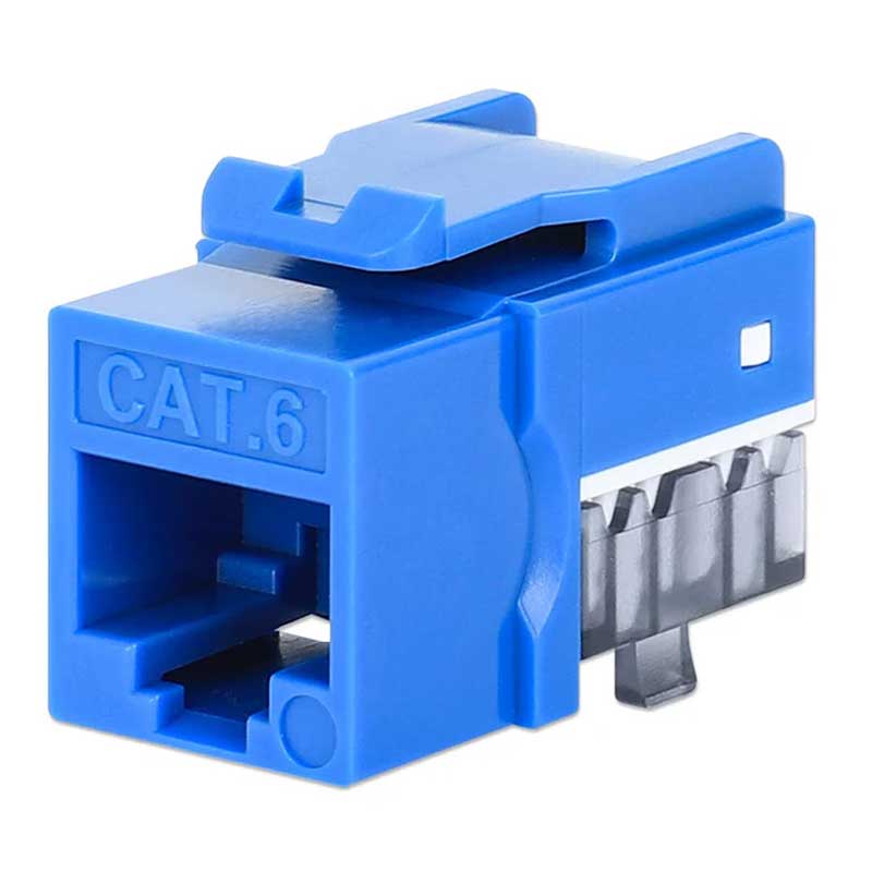Intellinet IKJ-C6U-PD-BL-25P Cat6 Slim Keystone Jack with Punch-Down Stand, Blue, 25-Pack - 772136
