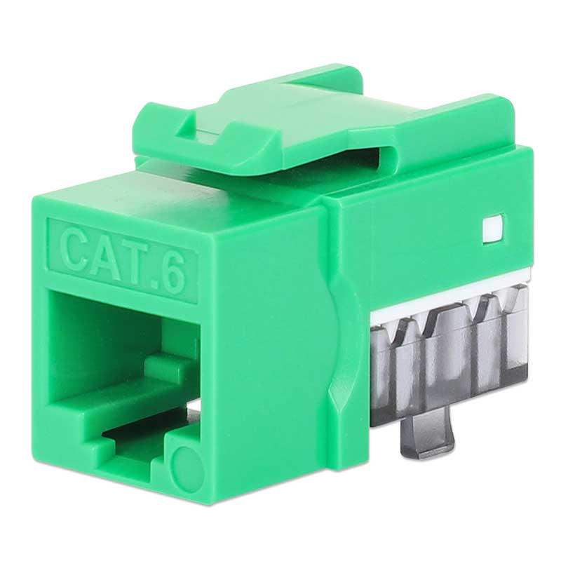 Intellinet IKJ-C6U-PD-GR-25P Cat6 Slim Keystone Jack with Punch-Down Stand, Green, 25-Pack - 772143