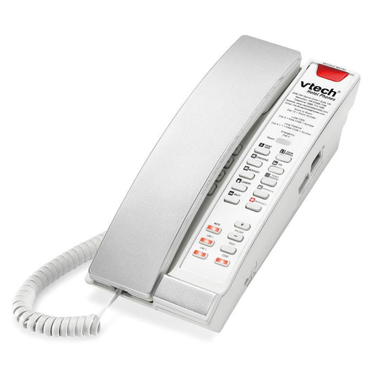 Vtech Hospitality S2221-L Silver and Pearl Contemporary SIP 2-Line Corded Petite Phone - 80-H0C6-08-000