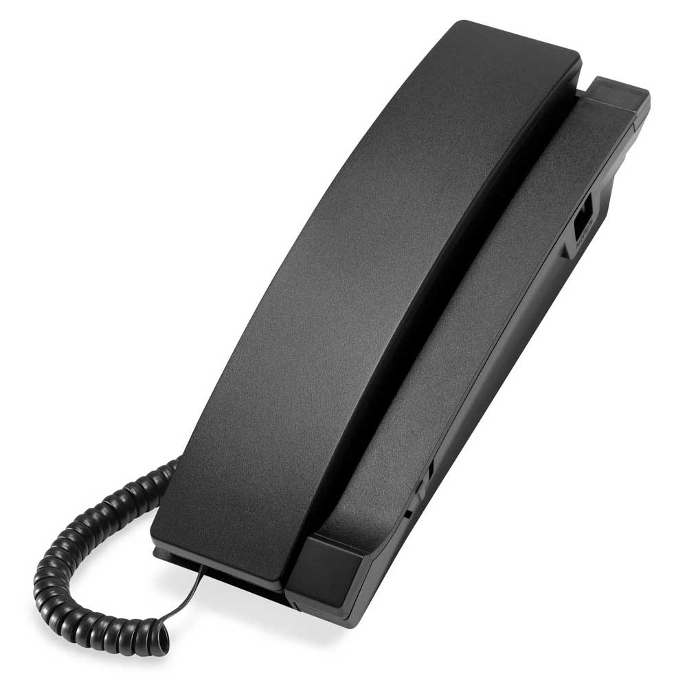 VTech Hospitality A2310-NM Matte Black 1-Line Contemporary Analog TrimStyle Phone with No MWI - 80-H0BK-15-000