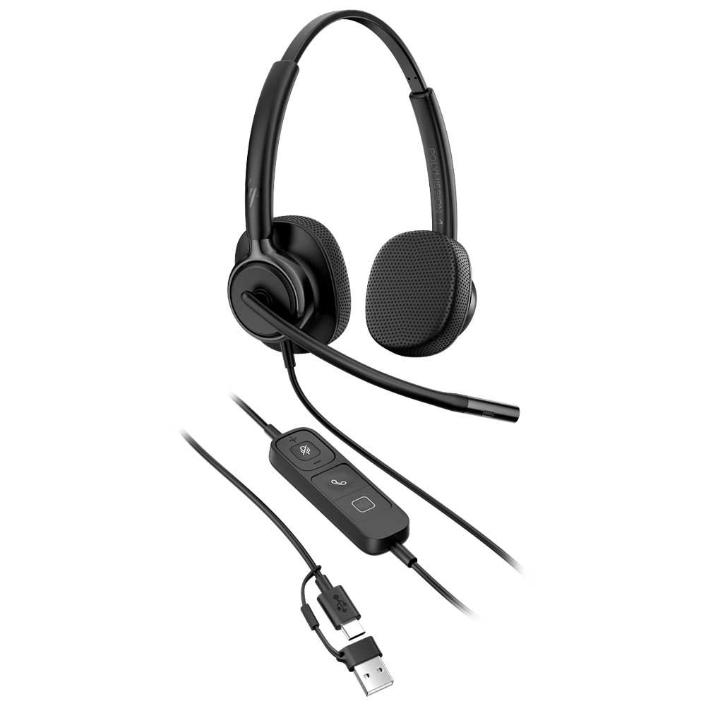 HP Poly Mission 425 Stereo USB Wired Headset (Bulk) - C01B6A6