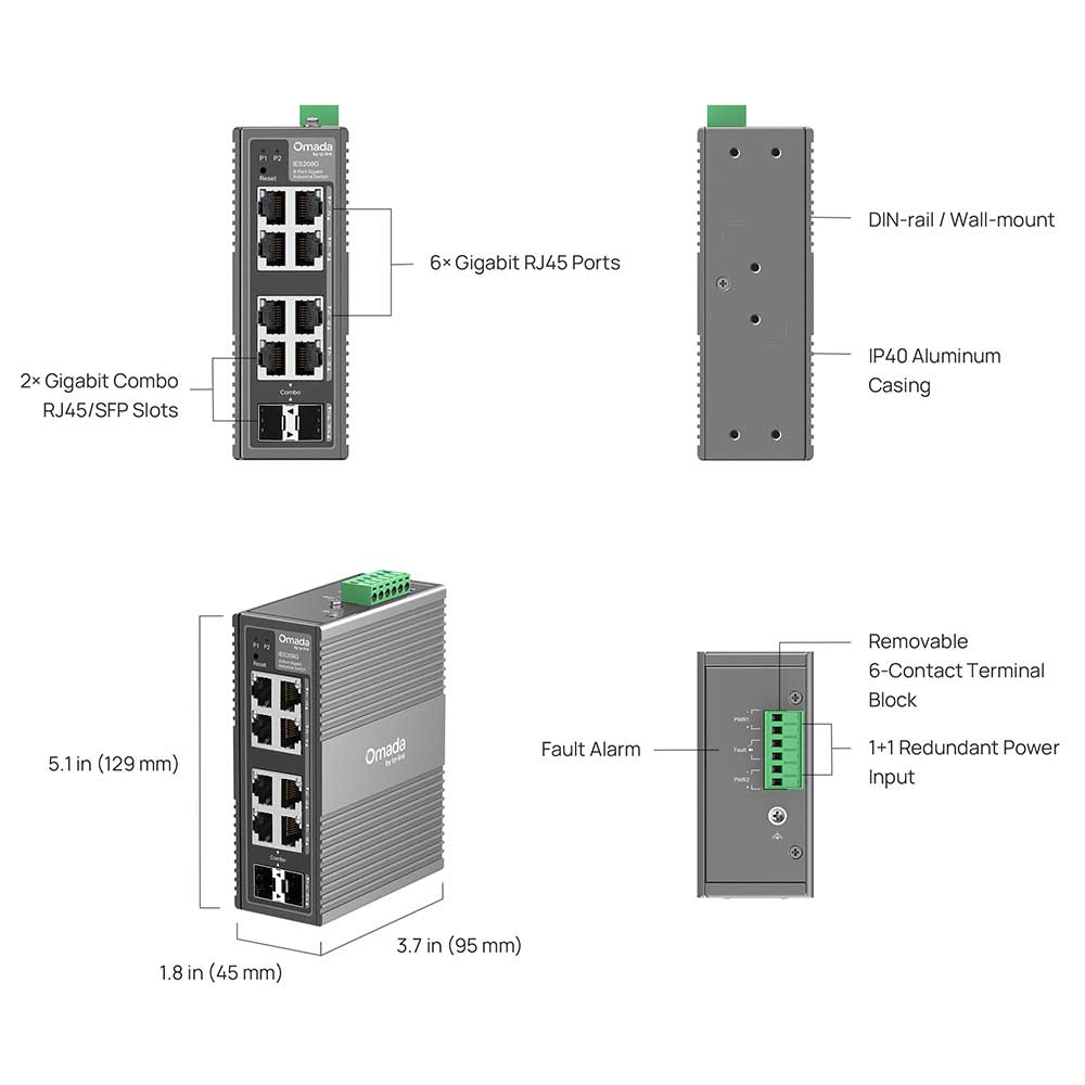 TP-Link Omada IES208G Gigabit Industrial Easy Managed Switch