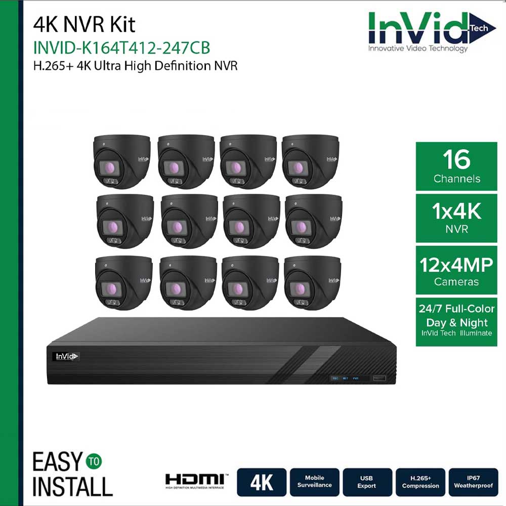 InVid INVID-K164T412-247CB IP Cameras and NVR Bundle