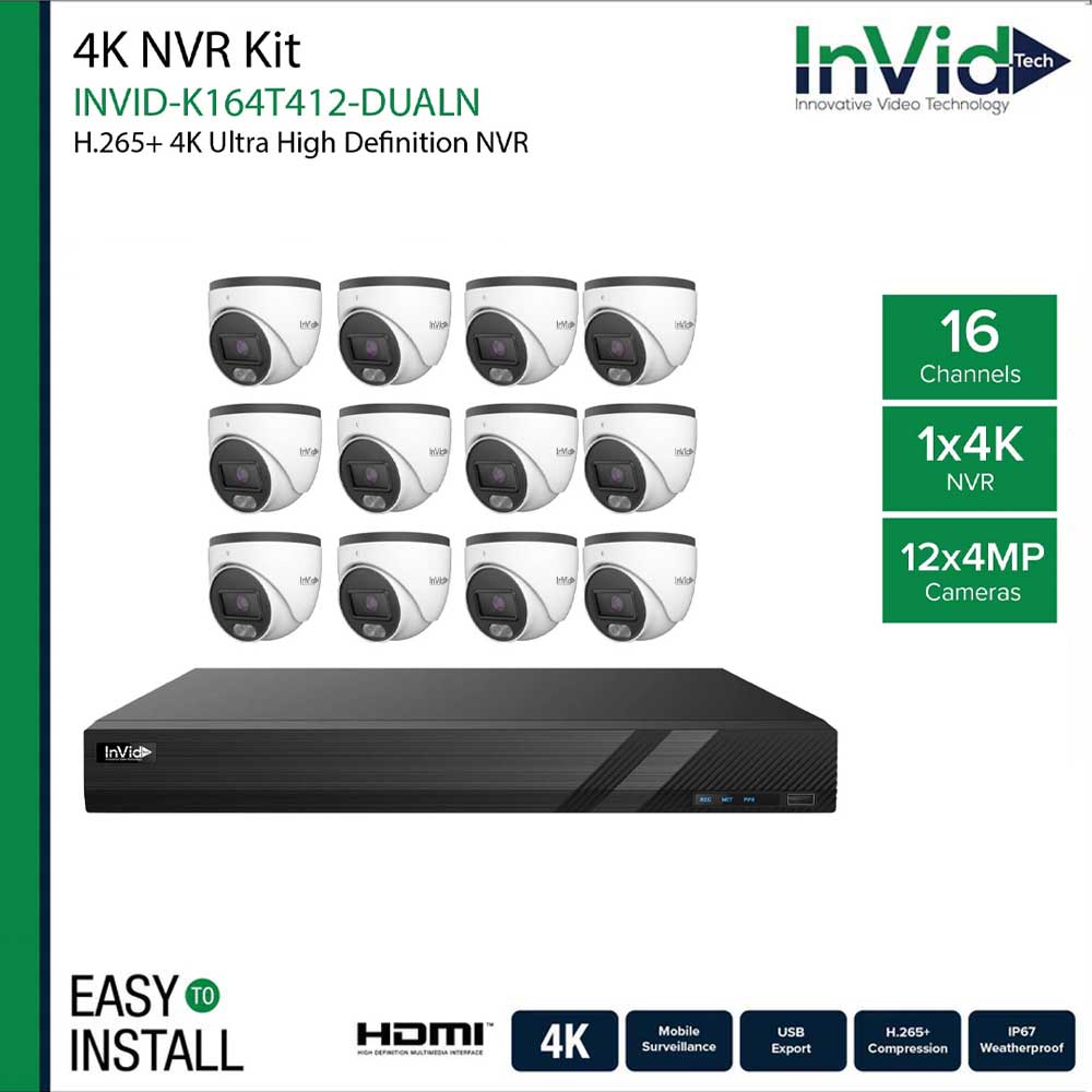 InVid INVID-K164T412-DUALN IP Cameras and NVR Bundle