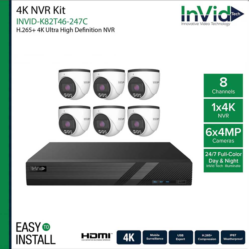 InVid INVID-K82T46-247C IP Cameras and NVR Bundle