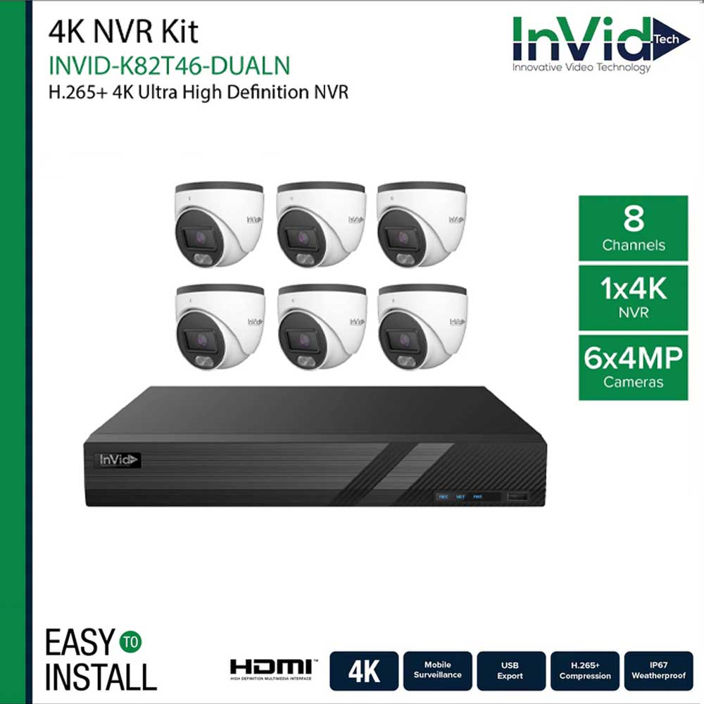 InVid INVID-K82T46-DUALN IP Cameras and NVR Bundle