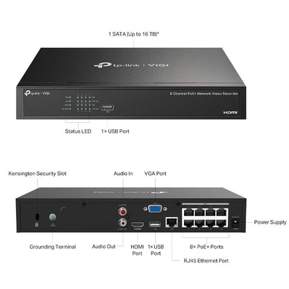 TP-Link VIGI NVR1008H-8MP Network Video Recorder