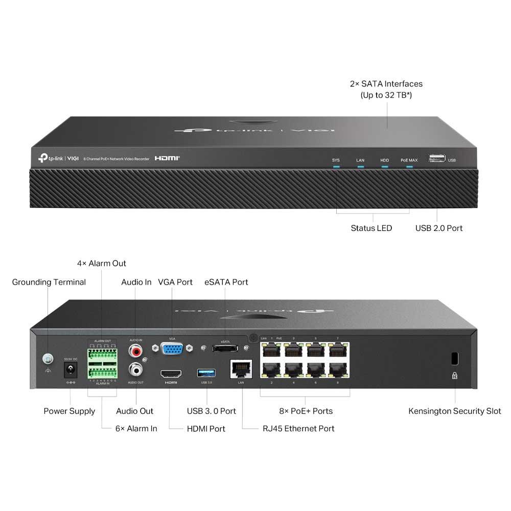 TP-Link VIGI NVR2008H-8MP Network Video Recorder